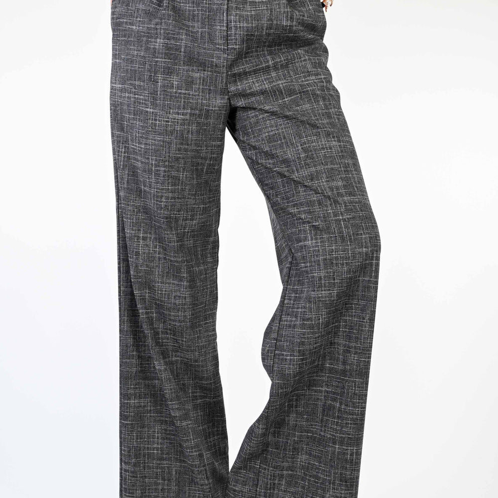 PANTALONE PALAZZO FANTASIA SCOZZESE COLOR GRIGIO