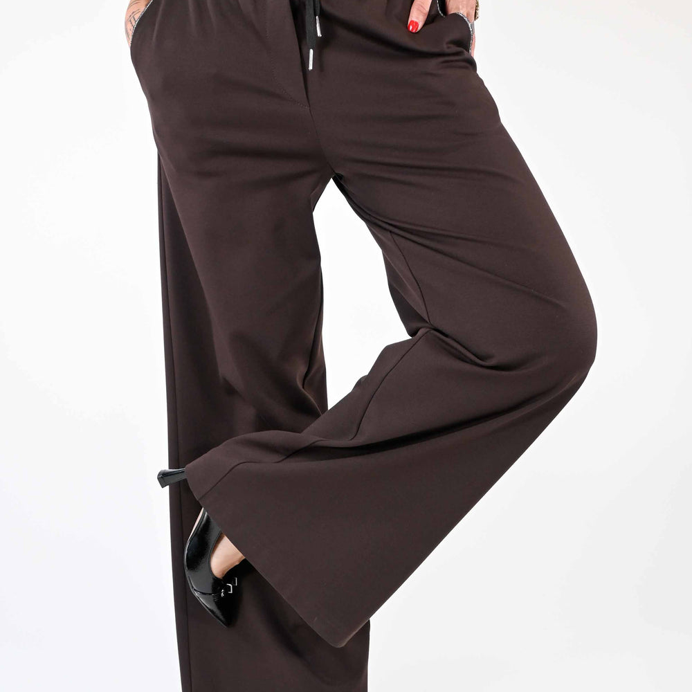 PANTALONE PALAZZO CON COULISSE PUNTO MILANO MORO