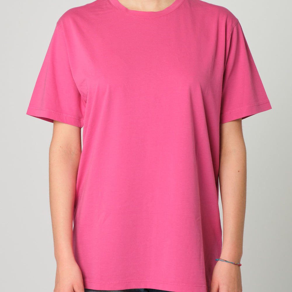 T-SHIRT GIROCOLLO OVER COLOR FUXIA