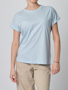  T-shirt girocollo mezza manica color celeste