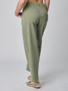 Pantalone dritto in cotone elasticizzato verde militare