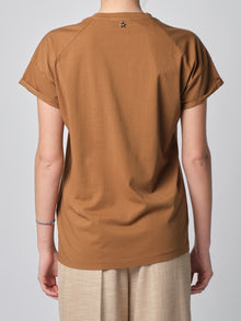  T-shirt girocollo mezza manica color caffè