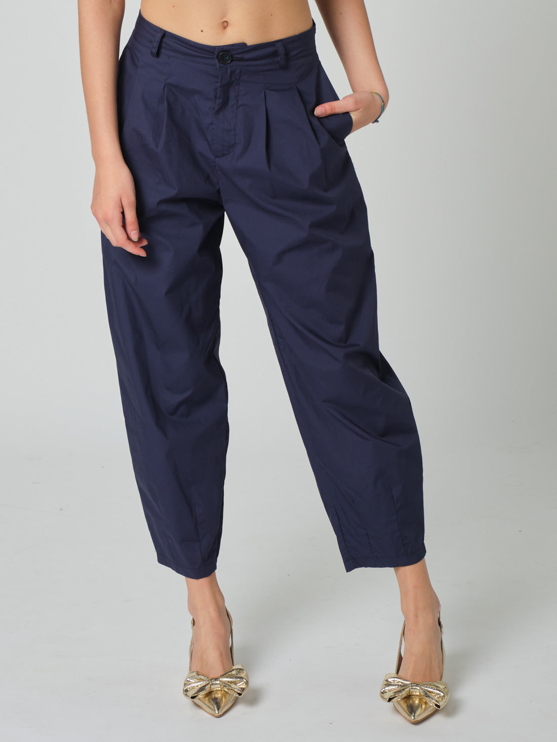 PANTALONE BALOON IN POLPELINE DI COTONE BLU