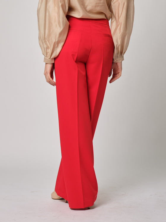 Pantalone palazzo Vicolo in poliviscosa rosso