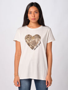  T-shirt Vicolo stampa cuore animalier
