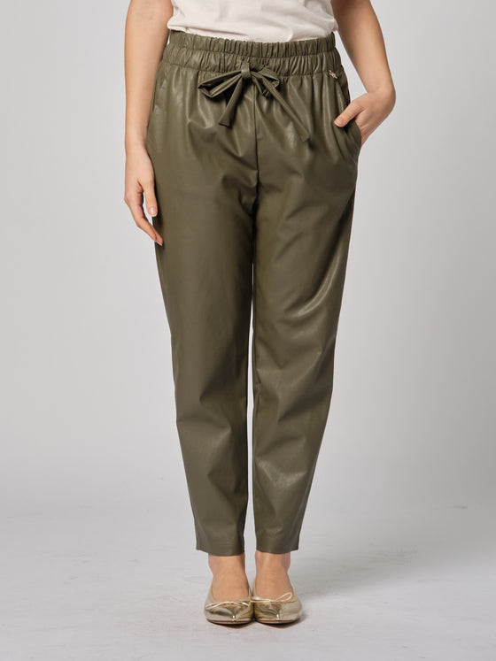 Pantalone in ecopelle con coulisse Souvenir militare