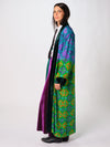 Kimono lungo Wu-Side rifinoto in velluto liscio