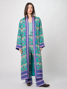  Kimono lungo in viscosa Wu-Side viola/verde