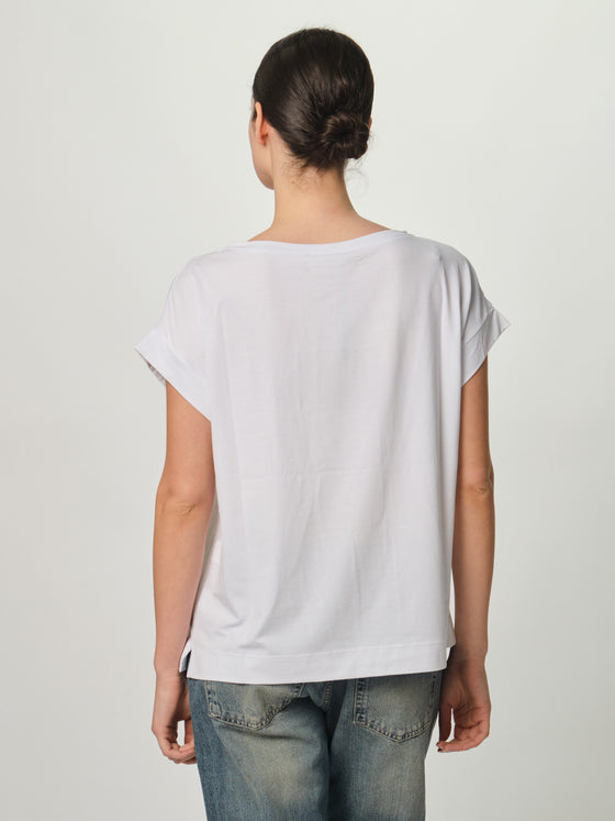 T-shirt scollo barchetta Vicolo bianco