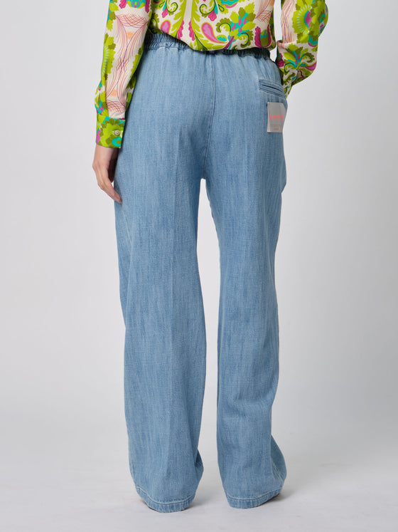 Jeans palazzo Wu-Side in denim chiaro