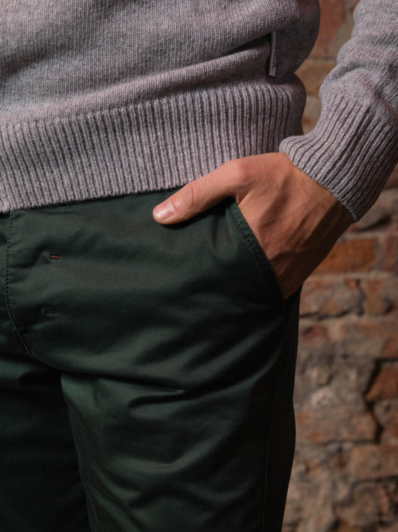 Pantalone slim tasca america Berna verde bottiglia