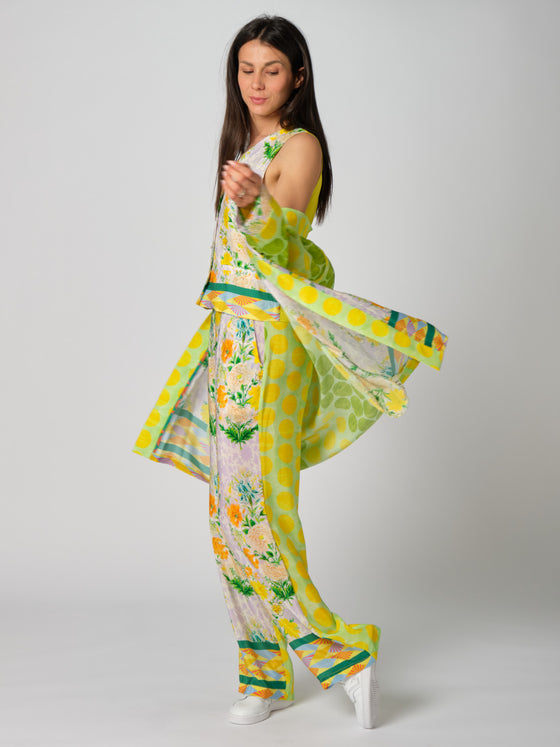 Kimono donna Wu'side fantasia floreale gialla