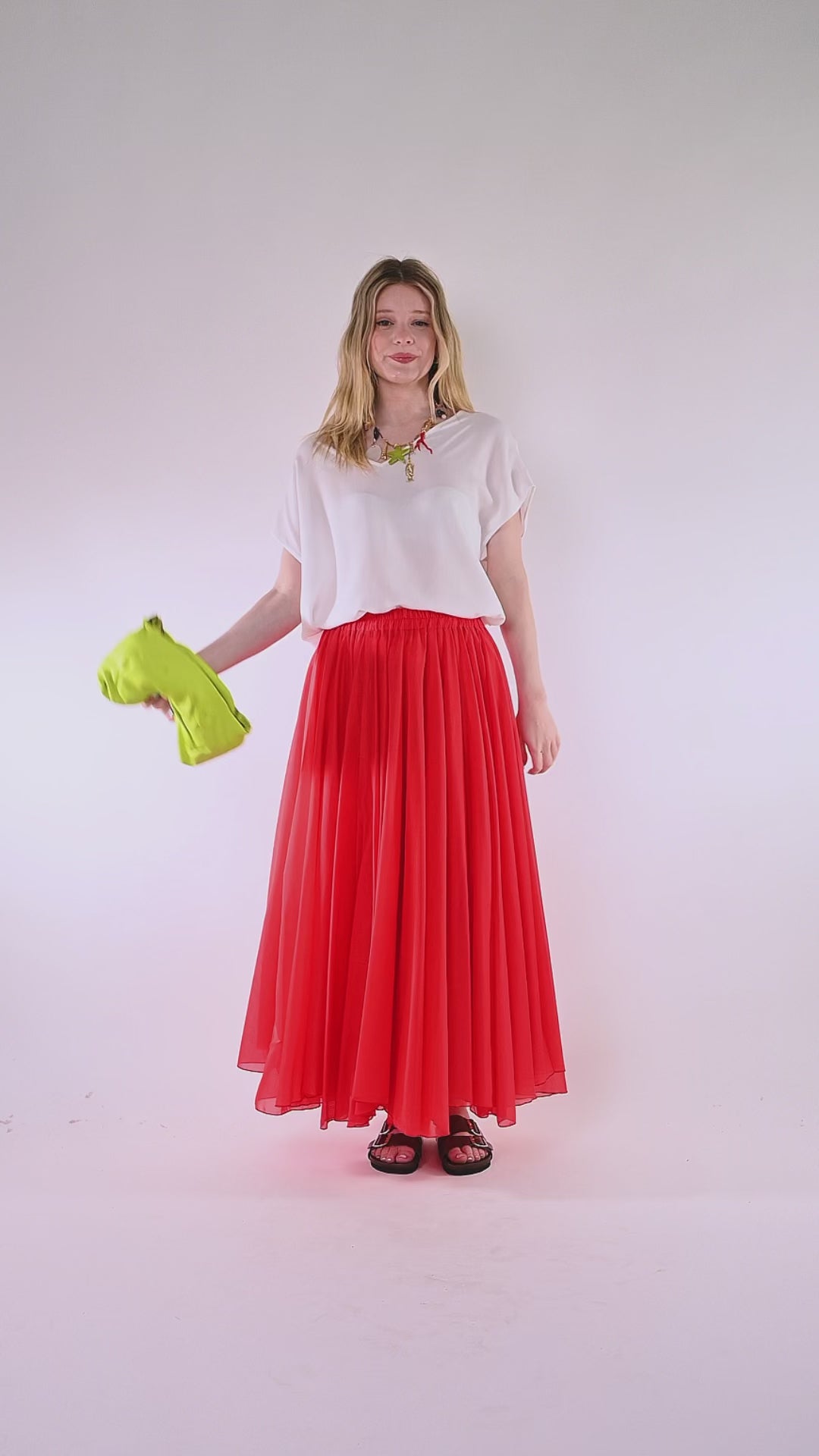PHILIA LOFT - GONNA LUNGA A RUOTA IN TENCEL ART.A02N1116/R - ROSSO