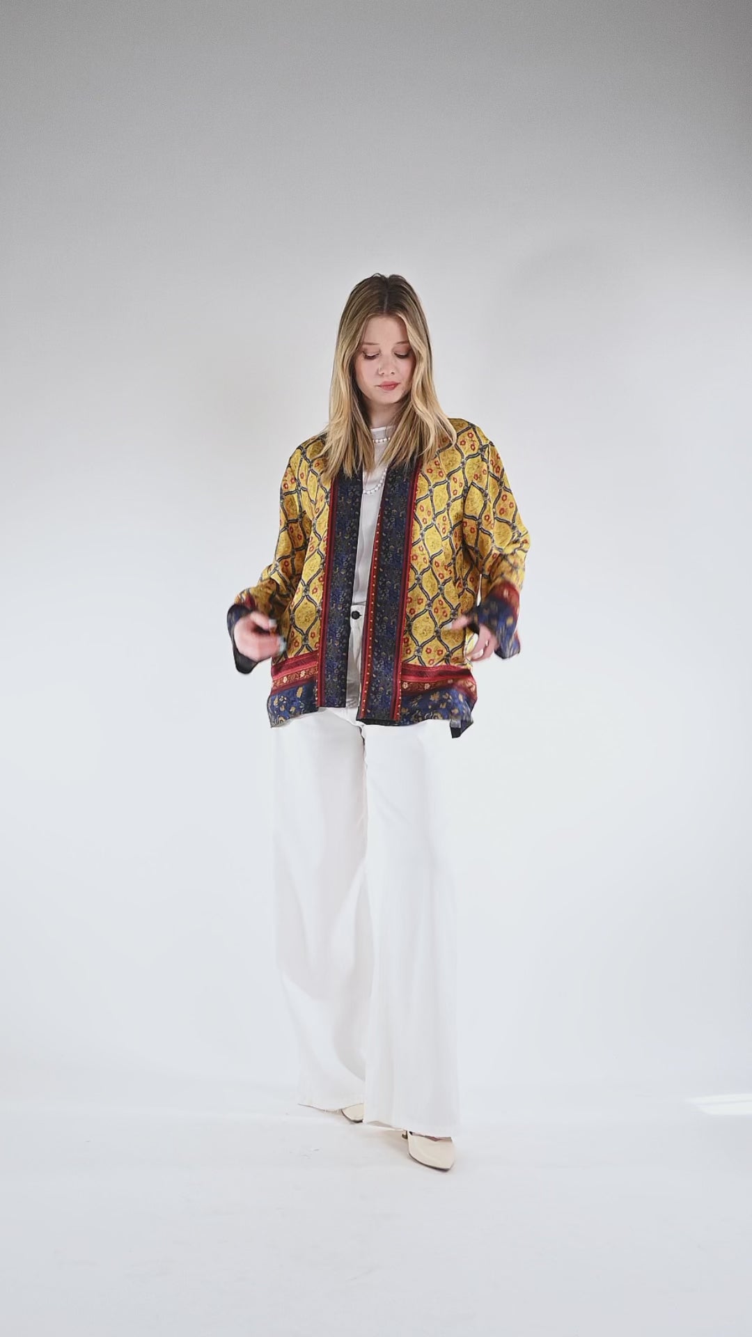 WU'SIDE - GIACCA/KIMONO FANTASIA FLOREALE ART.26552/G - GIALLO