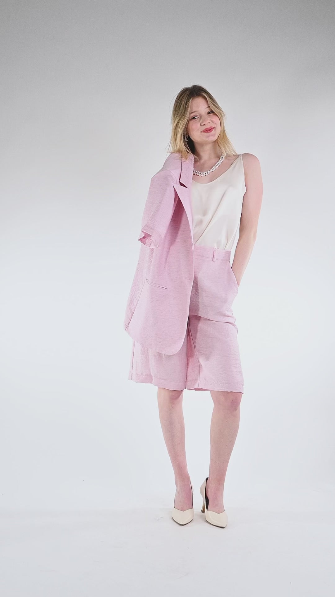 HAVEONE - BERMUDA FLUIDO IN RAYON/LINO ART.PIA-Q525/R - ROSA