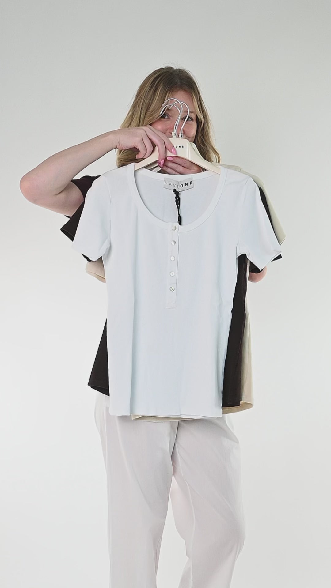 HAVEONE - T-SHIRT SERAFINO A COSTINE MANICA CORTA ART. MJS-Q166/C - CIOCCOLATO