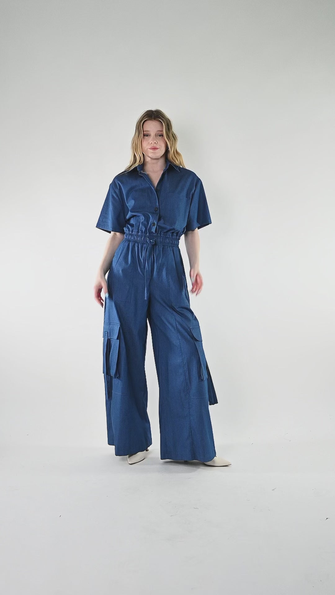 TENSIONE IN - TUTA CARGO IN CHAMBRAY ART.26H5239/J - JEANS