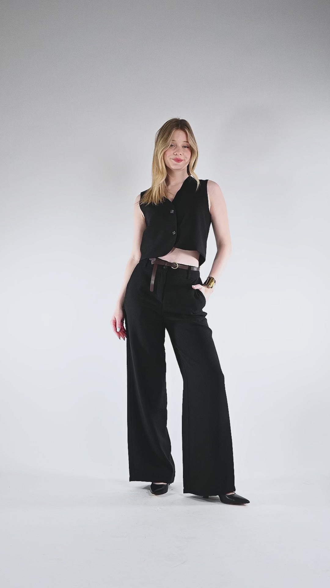 HAVEONE - GILET DUE BOTTONI IN VISCOSA ART.LIA-Q044/N - NERO